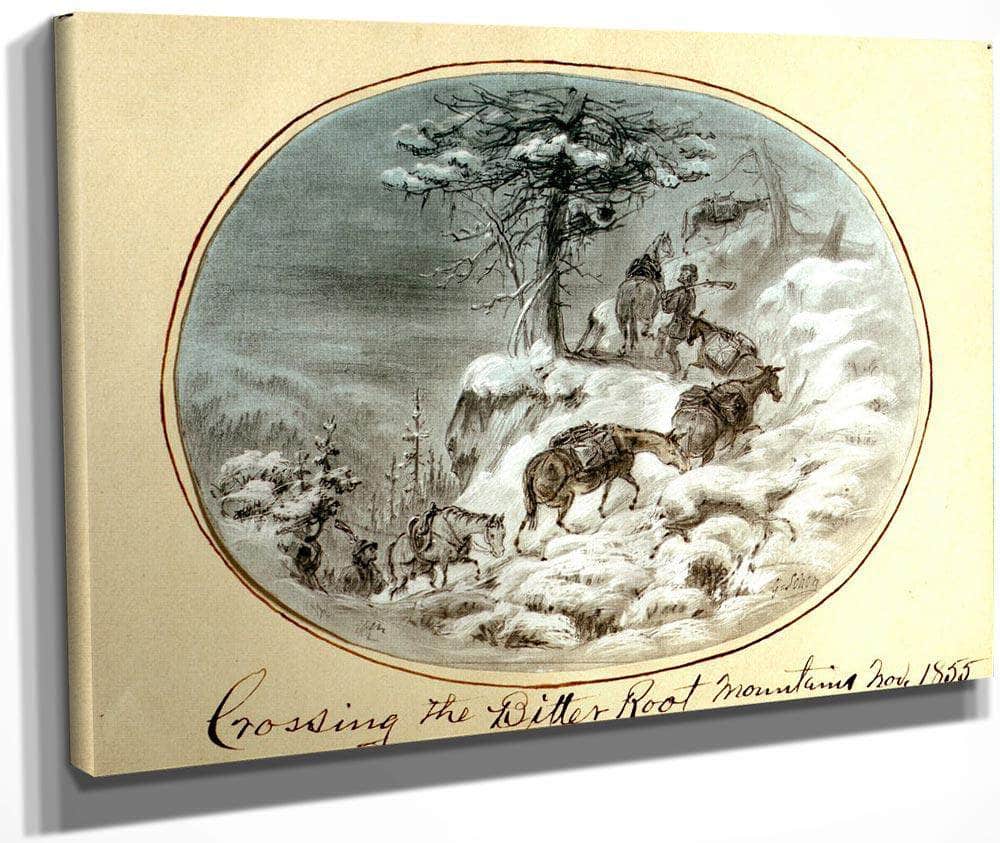 Crossing The Bitterroot Mountains By Gustav Sohon Fine Art Print