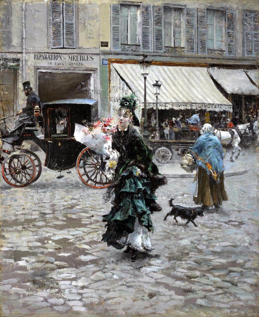 Crossing The Street Painting Giovanni Boldini Canvas Art Fine Art Print