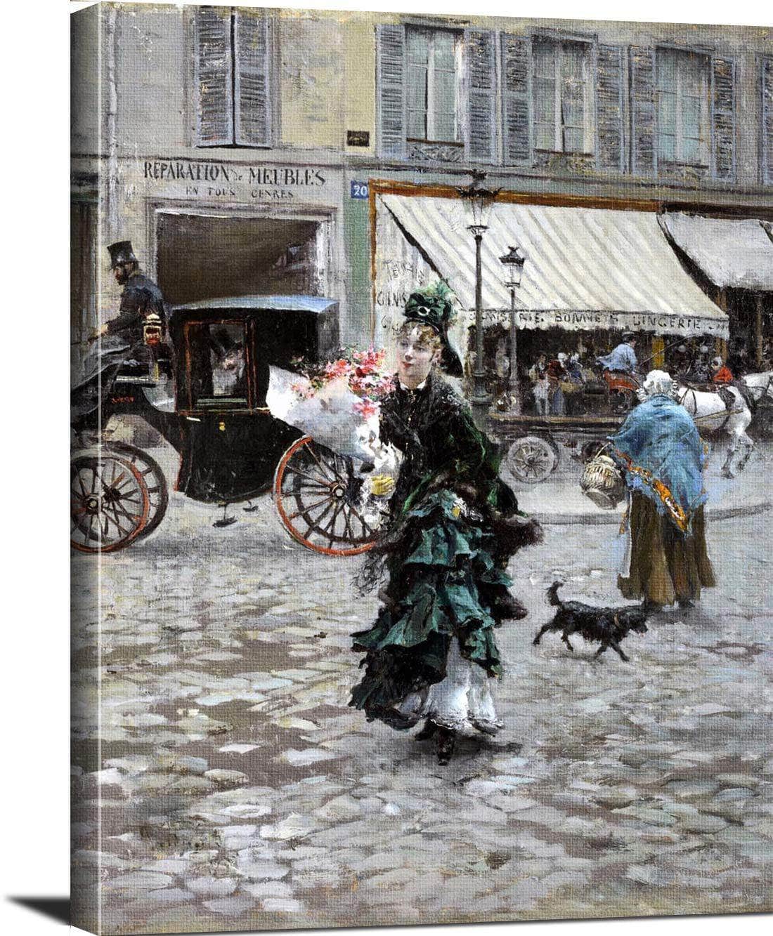 Crossing The Street Painting Giovanni Boldini Canvas Art Fine Art Print