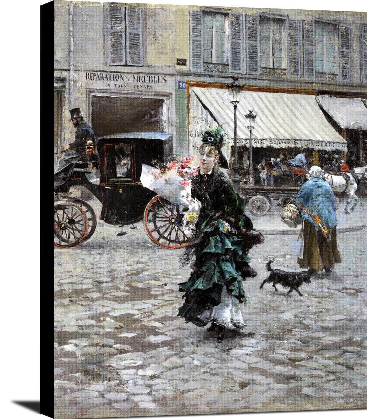 Crossing The Street Painting Giovanni Boldini Canvas Art Fine Art Print