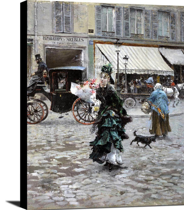 Crossing The Street Painting Giovanni Boldini Canvas Art Fine Art Print