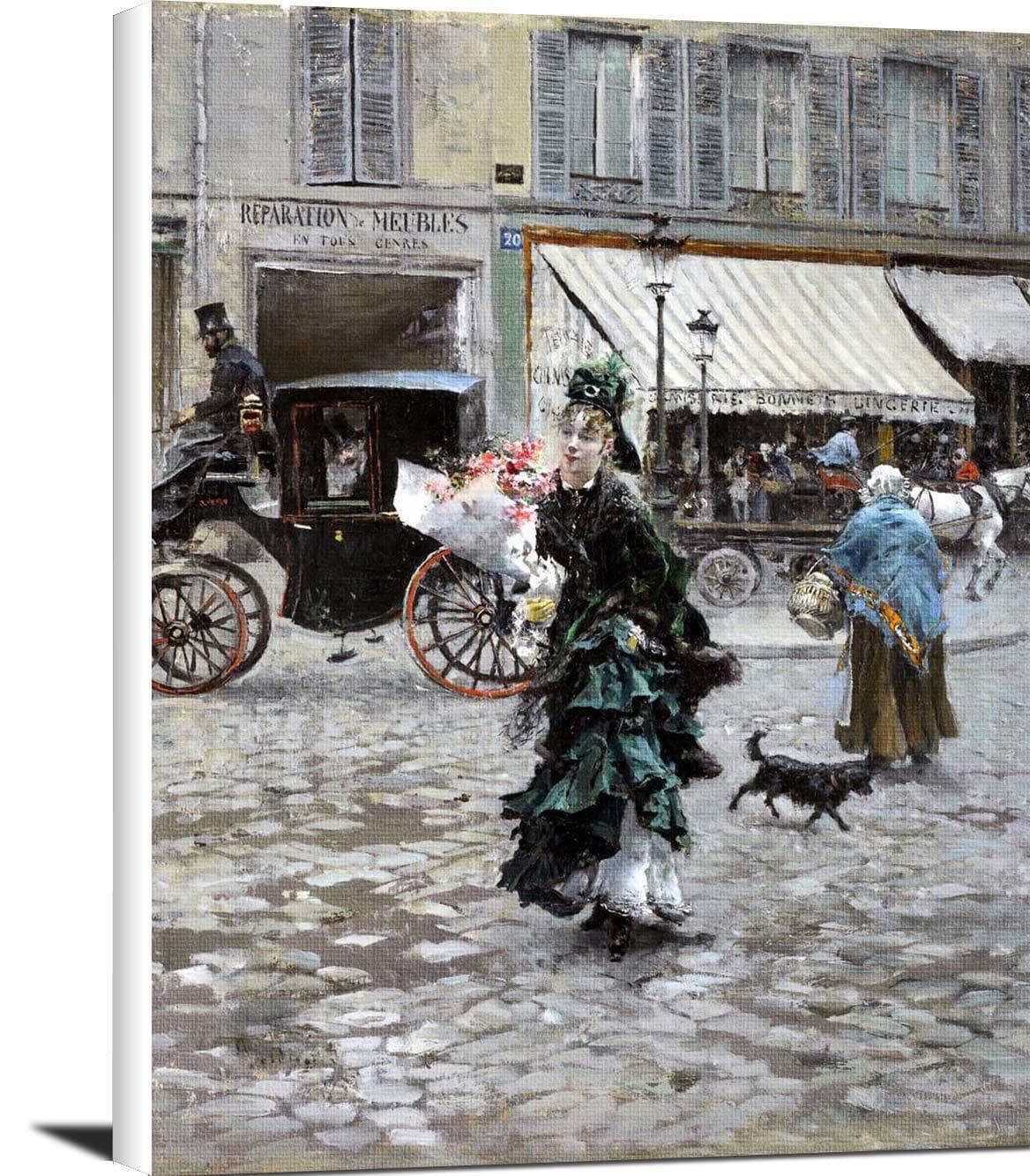 Crossing The Street Painting Giovanni Boldini Canvas Art Fine Art Print