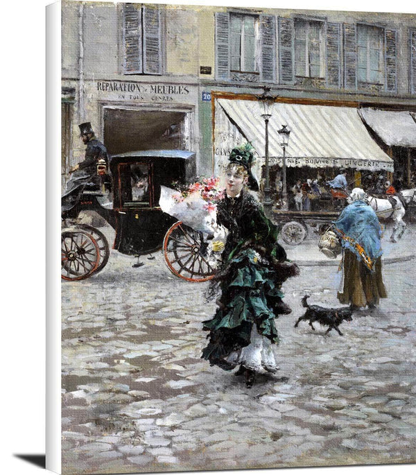 Crossing The Street Painting Giovanni Boldini Canvas Art Fine Art Print
