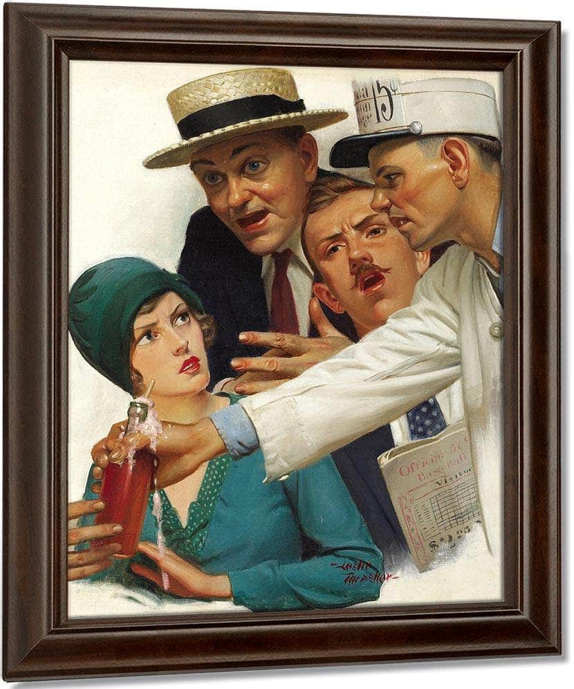 Crowd At A Baseball Game Original Magazine Illustration Circa 1920S By Leslie Thrasher Fine Art Print