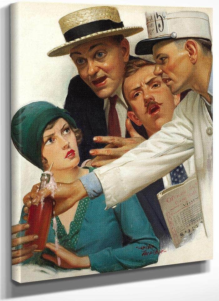 Crowd At A Baseball Game Original Magazine Illustration Circa 1920S By Leslie Thrasher Fine Art Print