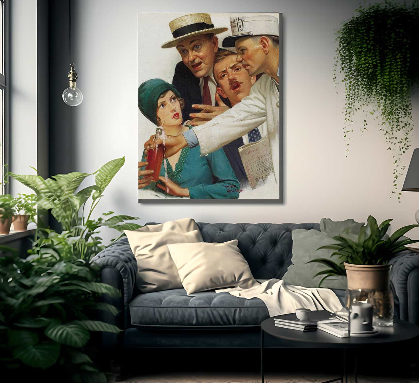 Crowd At A Baseball Game Original Magazine Illustration Circa 1920S By Leslie Thrasher Fine Art Print