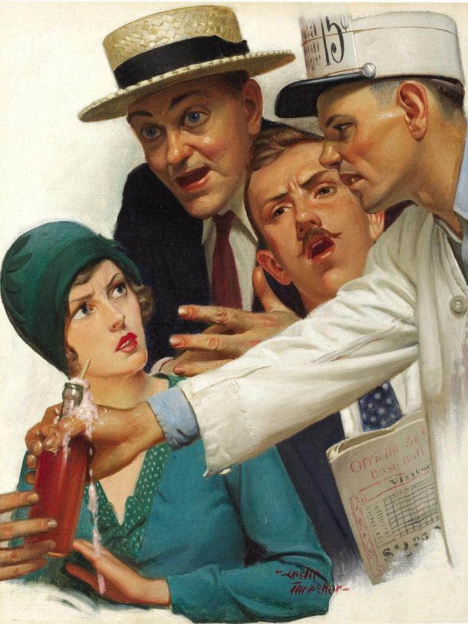 Crowd At A Baseball Game Original Magazine Illustration Circa 1920S By Leslie Thrasher Fine Art Print