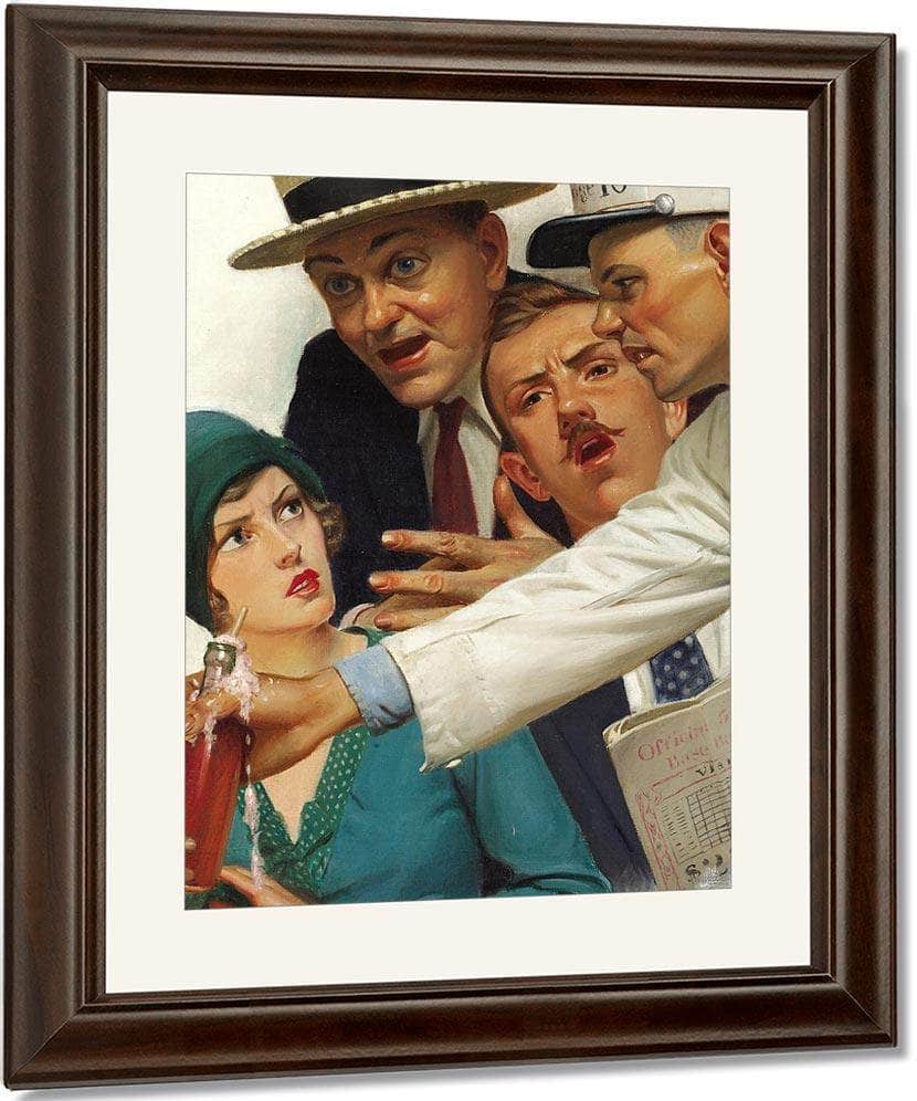 Crowd At A Baseball Game Original Magazine Illustration Circa 1920S By Leslie Thrasher Fine Art Print