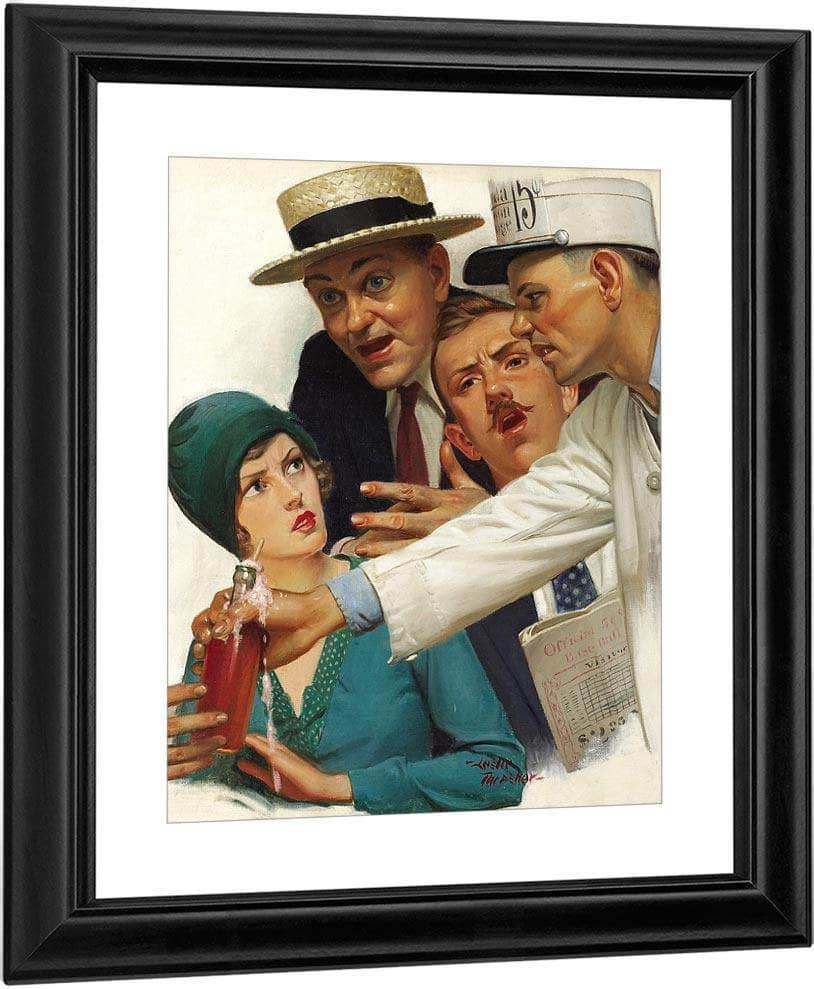 Crowd At A Baseball Game Original Magazine Illustration Circa 1920S By Leslie Thrasher Fine Art Print