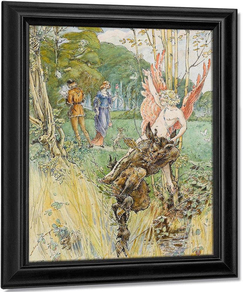 Cupid And Pan Entwining Lovers By William Henry Walker Fine Art Print