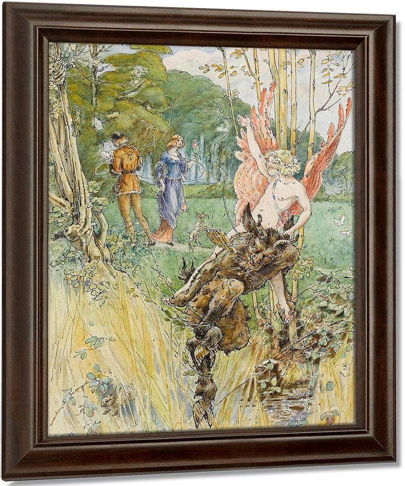 Cupid And Pan Entwining Lovers By William Henry Walker Fine Art Print