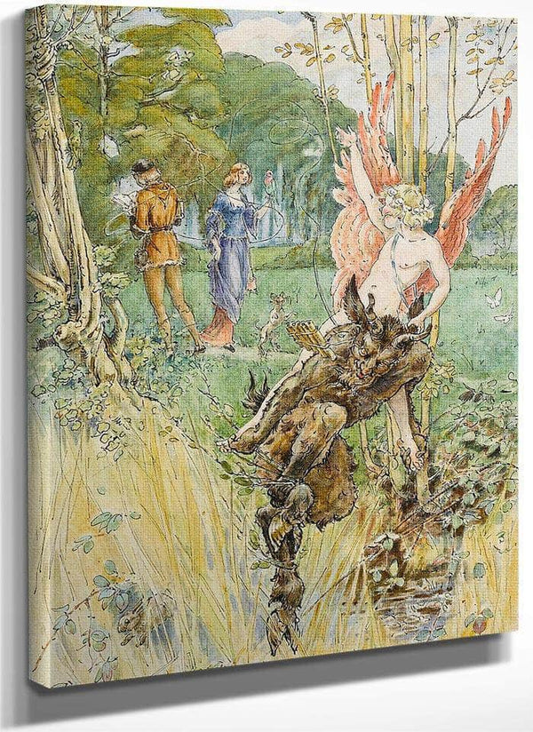 Cupid And Pan Entwining Lovers By William Henry Walker Fine Art Print