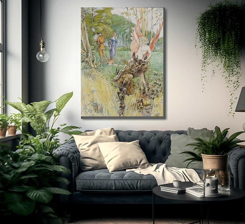 Cupid And Pan Entwining Lovers By William Henry Walker Fine Art Print