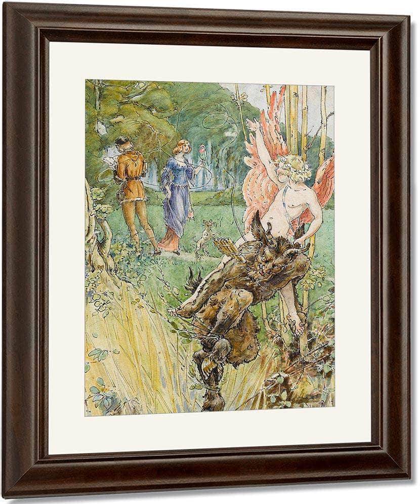 Cupid And Pan Entwining Lovers By William Henry Walker Fine Art Print