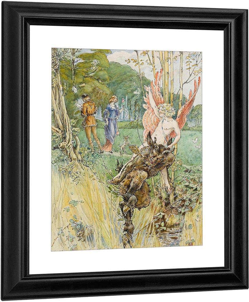 Cupid And Pan Entwining Lovers By William Henry Walker Fine Art Print