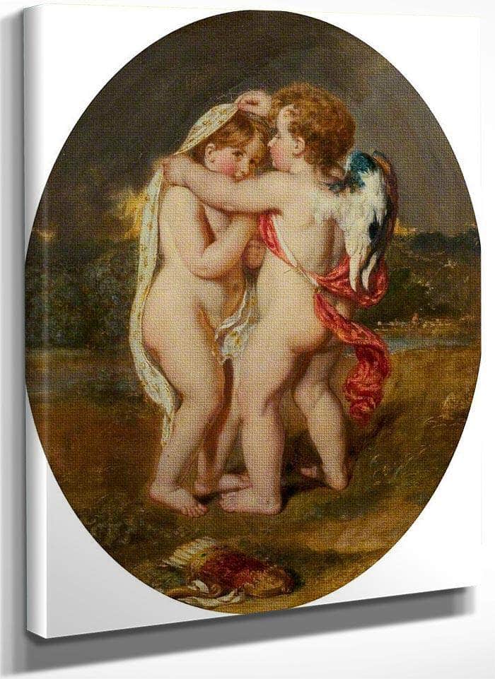 Cupid Sheltering His Darling From The Approaching Storm By William Etty Fine Art Print