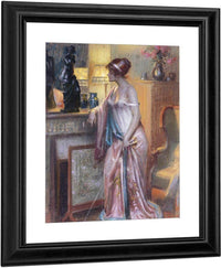 Dame Regardant Une Statue By Enjolras Delphin Fine Art Print
