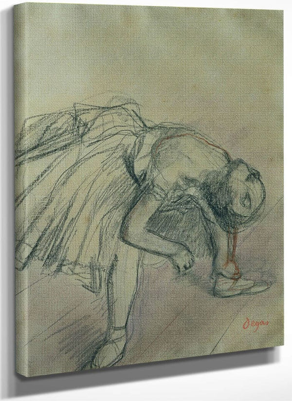 Dancer Fixing Her Slipper By Edgar Degas Fine Art Print