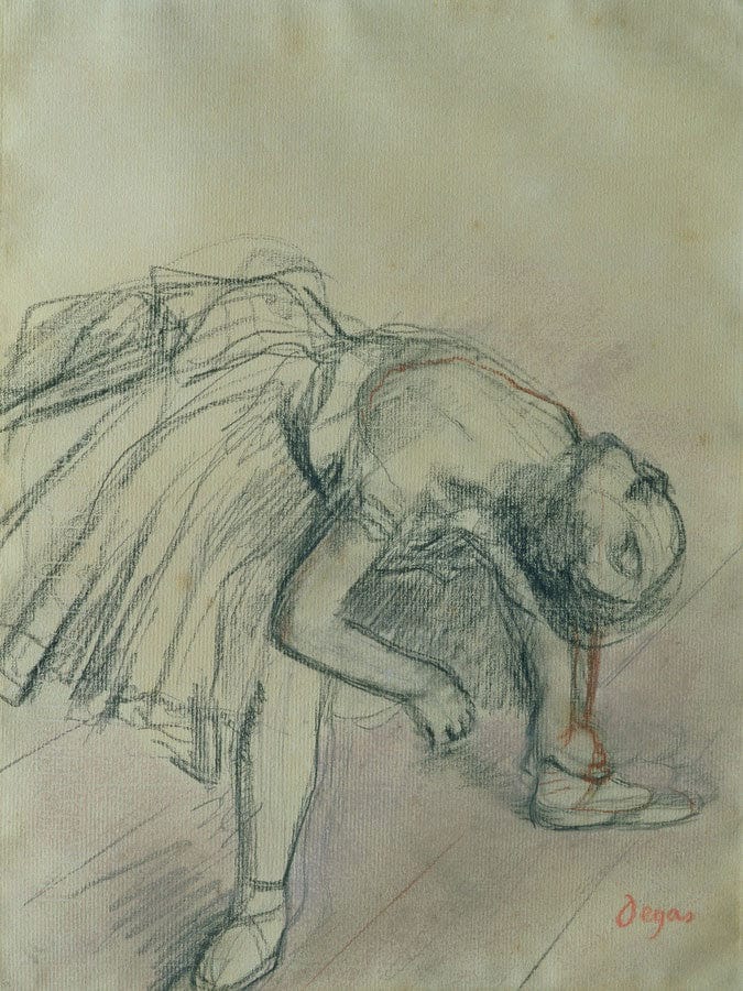 Dancer Fixing Her Slipper By Edgar Degas Fine Art Print