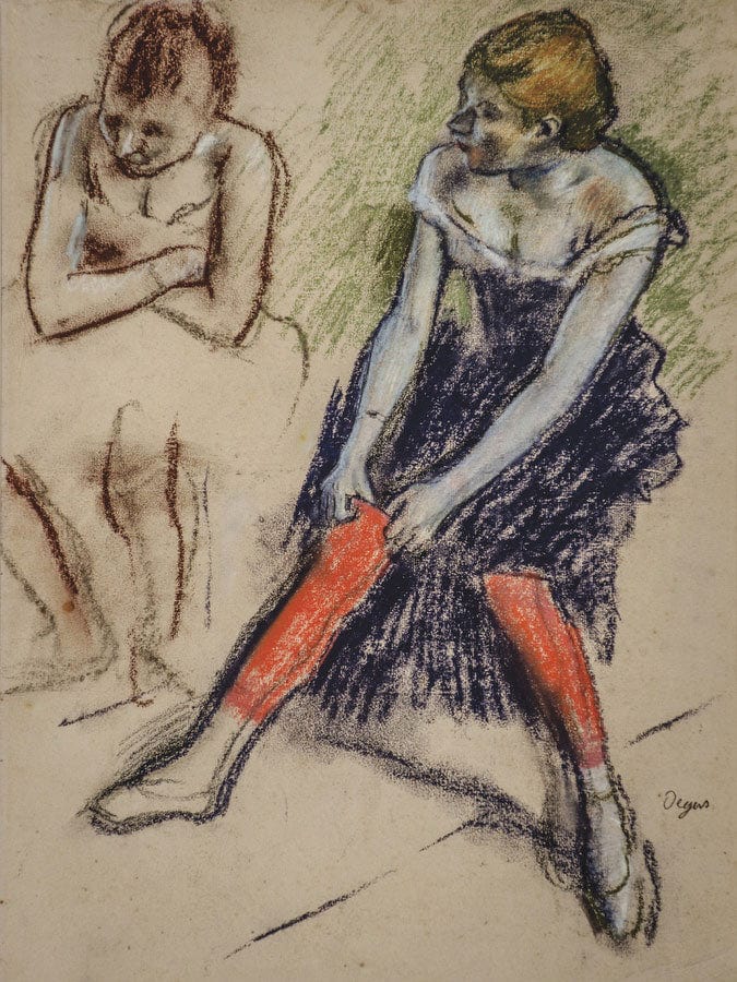 Dancer With Red Stockings By Edgar Degas Fine Art Print