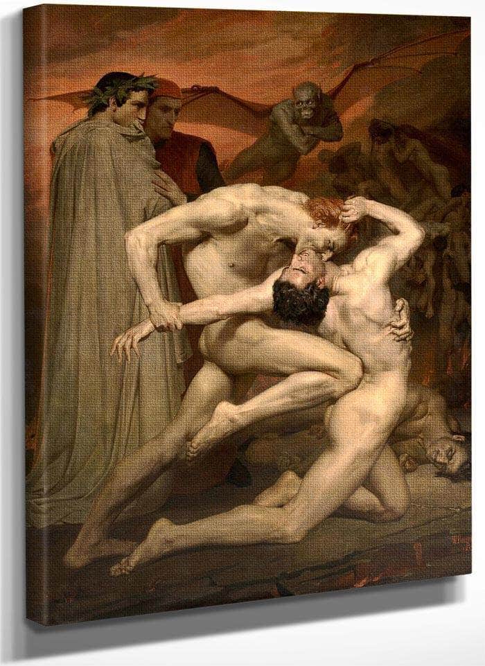 Dante And Virgil In Hell 1850 By William Adolphe Bouguereau Fine Art Print