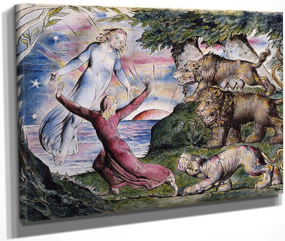 Dante Running From The Three Beasts 1824 1827 Pen And Ink 37 0X52 5Cm By William Blake Fine Art Print