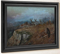 Deer And Bear In A Landscape, 1890 By Charles Marion Russell Fine Art Print