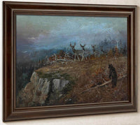 Deer And Bear In A Landscape, 1890 By Charles Marion Russell Fine Art Print