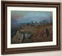 Deer And Bear In A Landscape, 1890 By Charles Marion Russell Fine Art Print