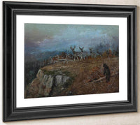 Deer And Bear In A Landscape, 1890 By Charles Marion Russell Fine Art Print
