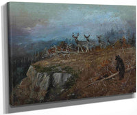 Deer And Bear In A Landscape, 1890 By Charles Marion Russell Fine Art Print