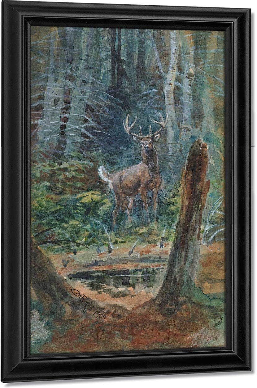Deer In The Dell By Charles Marion Russell Fine Art Print
