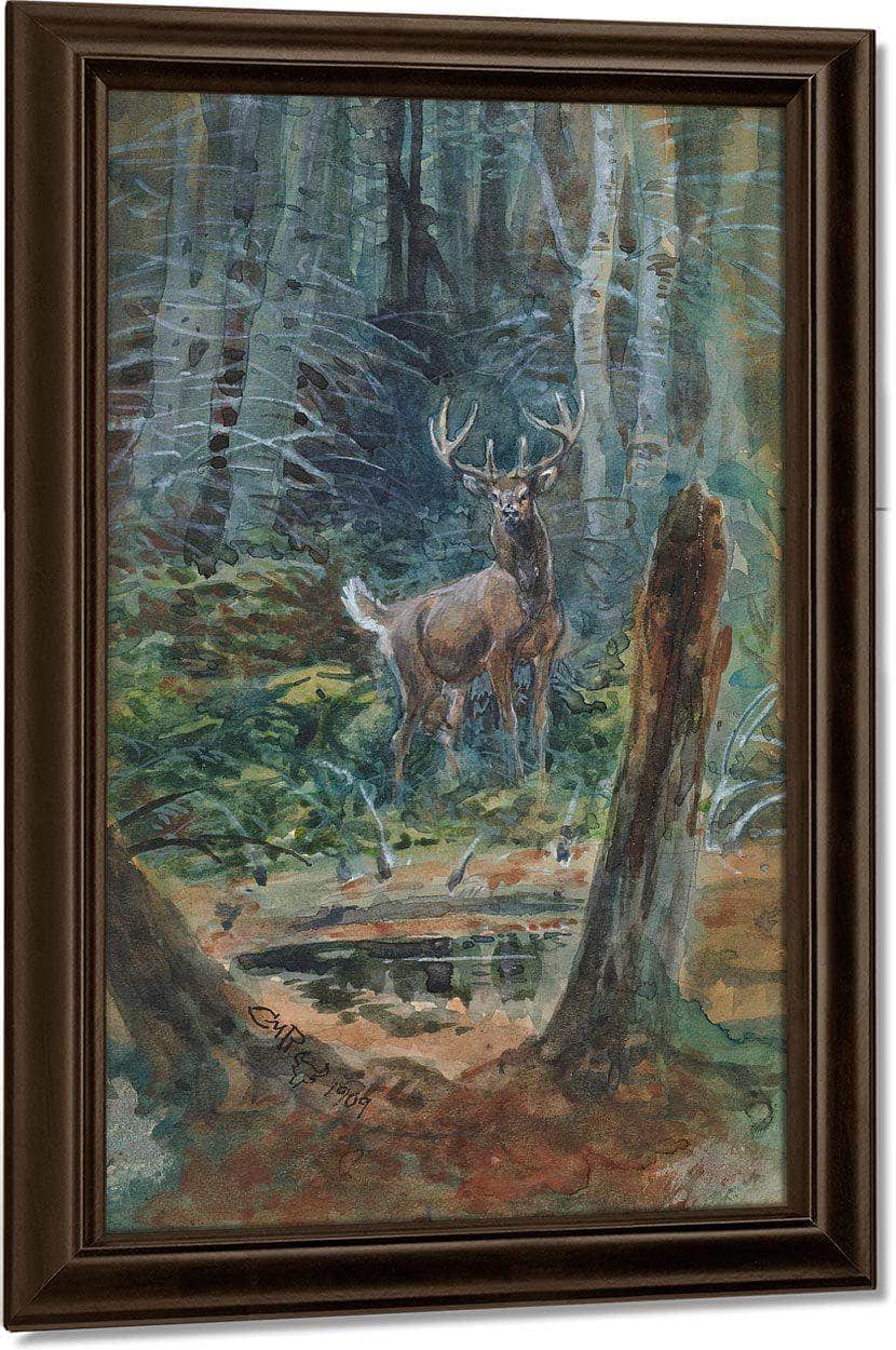 Deer In The Dell By Charles Marion Russell Fine Art Print