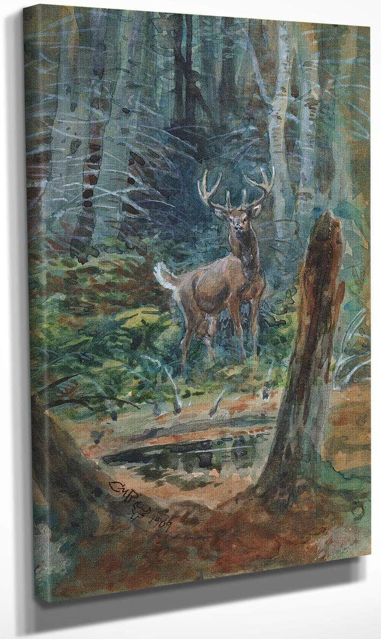 Deer In The Dell By Charles Marion Russell Fine Art Print