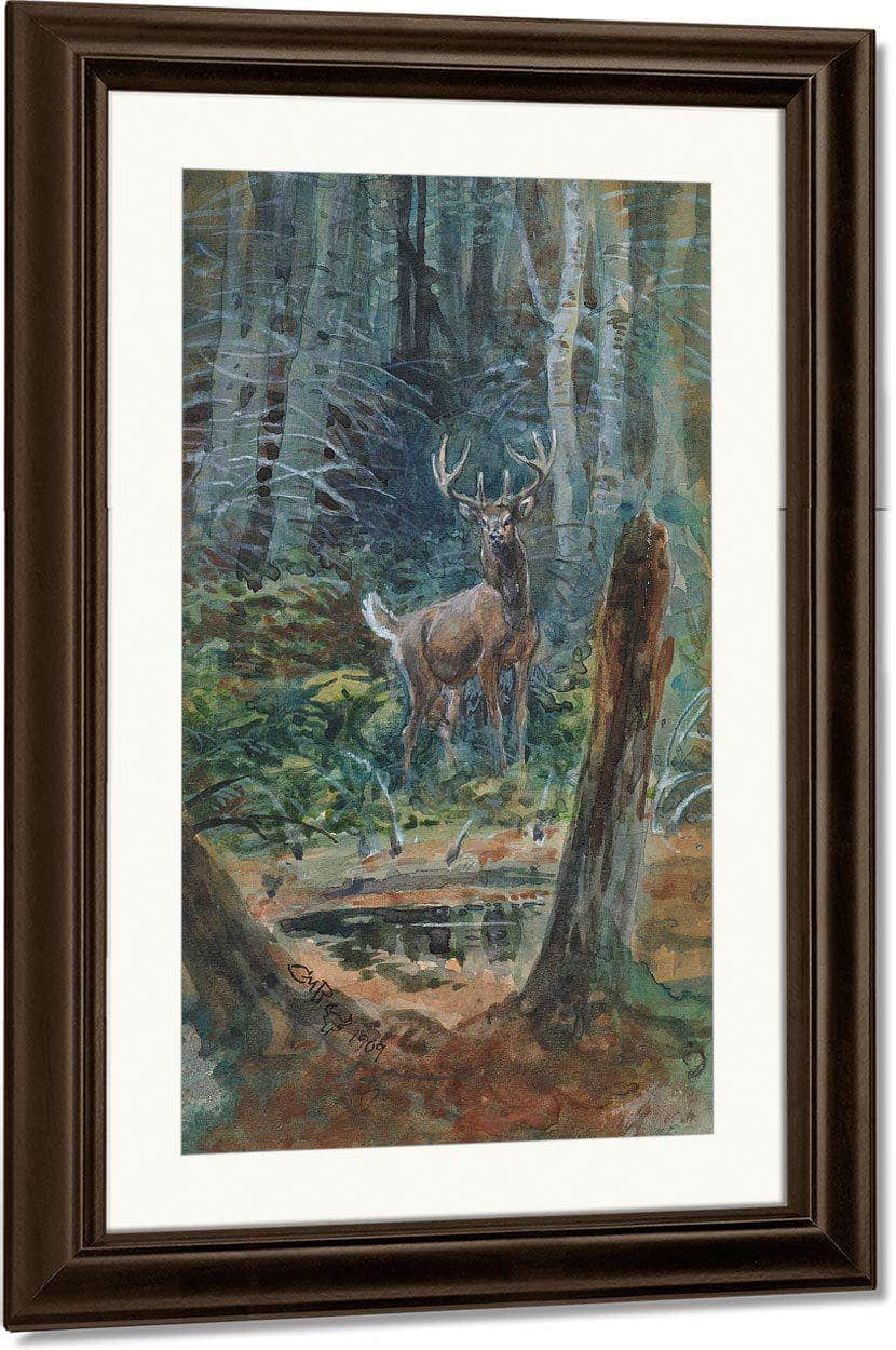 Deer In The Dell By Charles Marion Russell Fine Art Print