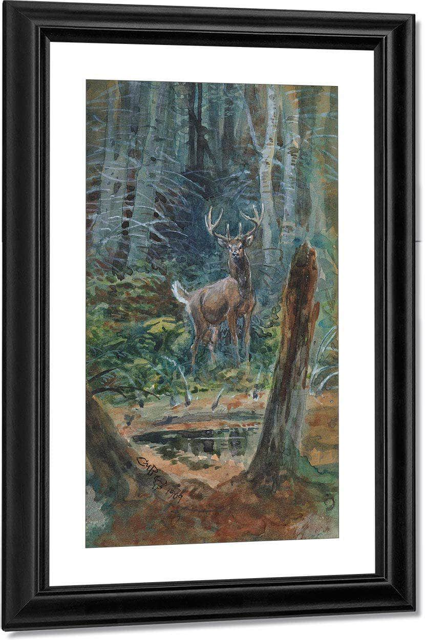 Deer In The Dell By Charles Marion Russell Fine Art Print