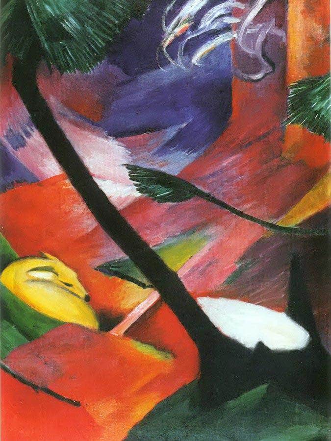 Deer In The Forest Ii By Franz Marc Fine Art Print