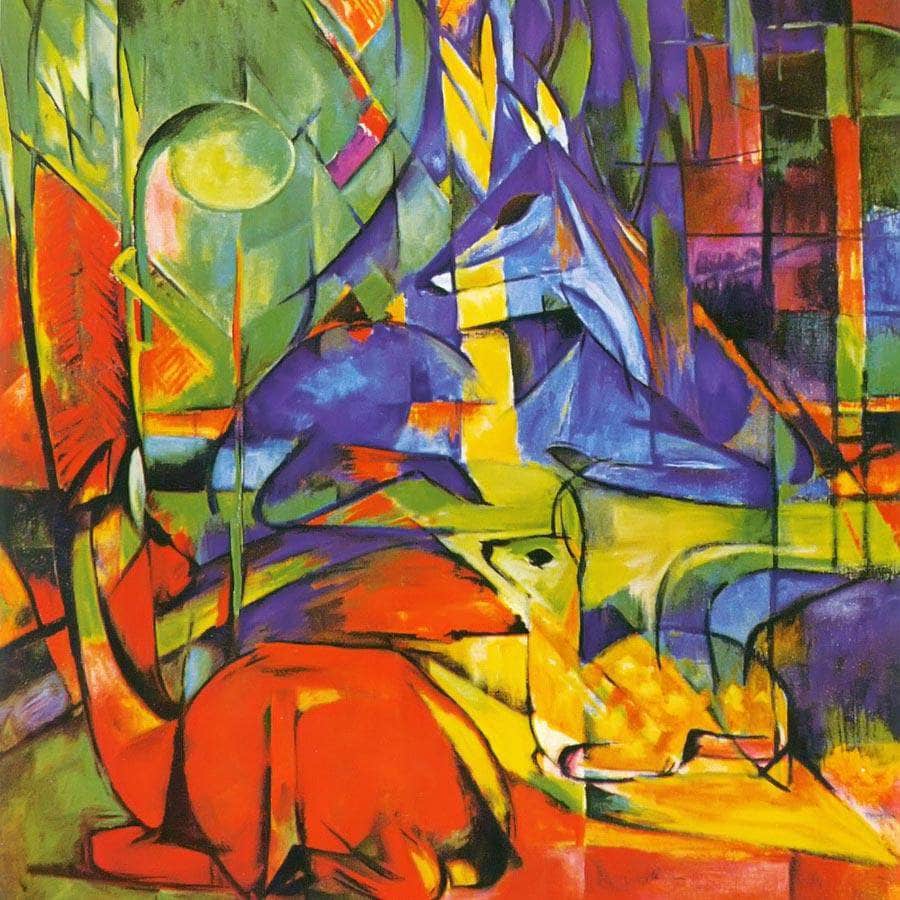 Deer In The Forest Ii Copy By Franz Marc Fine Art Print