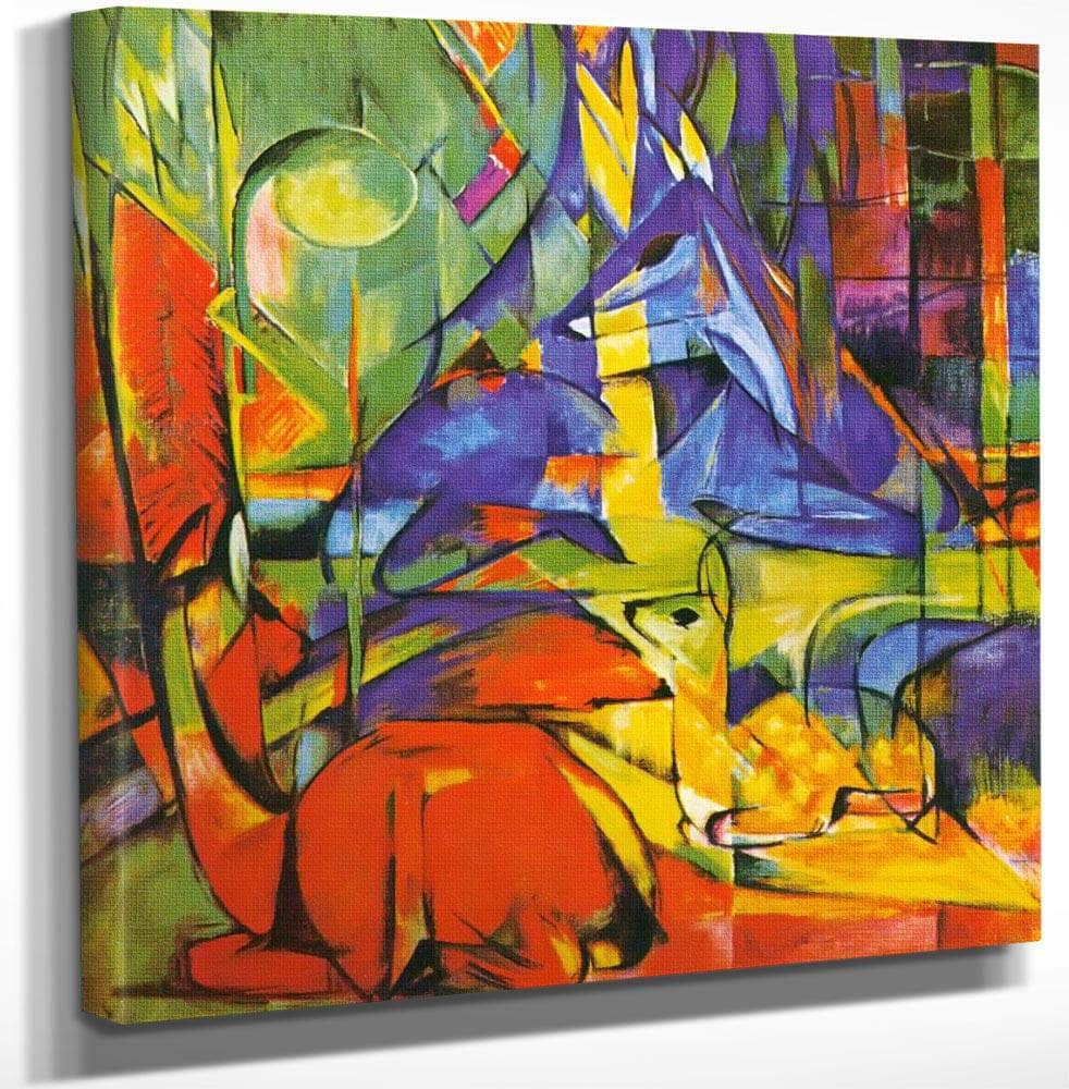 Deer In The Forest Ii Copy By Franz Marc Fine Art Print