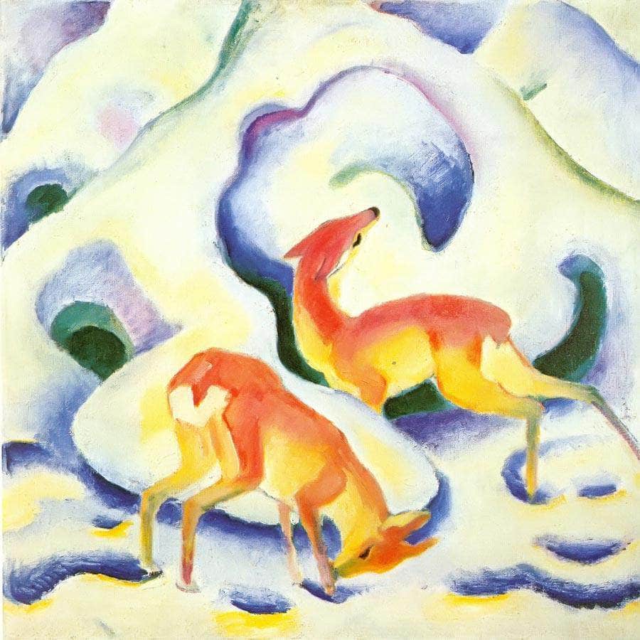 Deer In The Snow By Franz Marc Fine Art Print