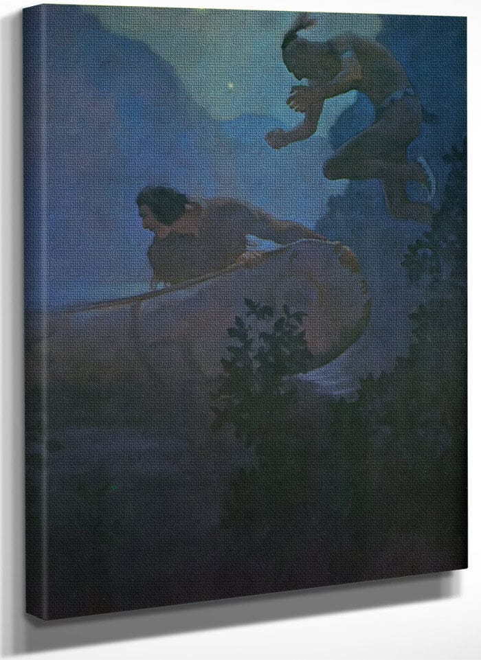 Deerslayer Threw All His Force Into A Desperate Effort By NC Wyeth Fine Art Print