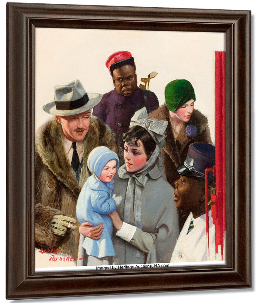Departure At The Train Station Liberty Magazine Cover February 2 1929 By Leslie Thrasher Fine Art Print