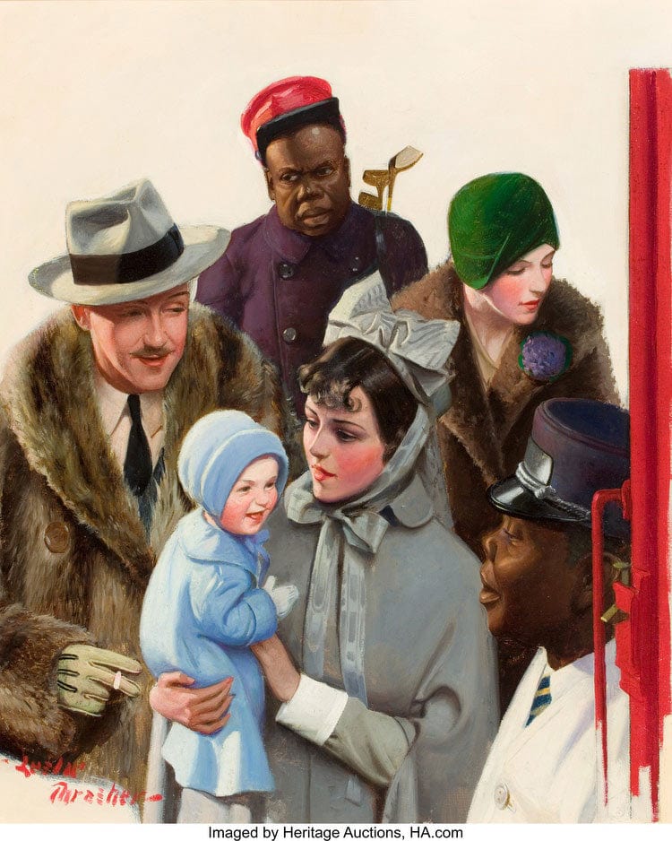 Departure At The Train Station Liberty Magazine Cover February 2 1929 By Leslie Thrasher Fine Art Print
