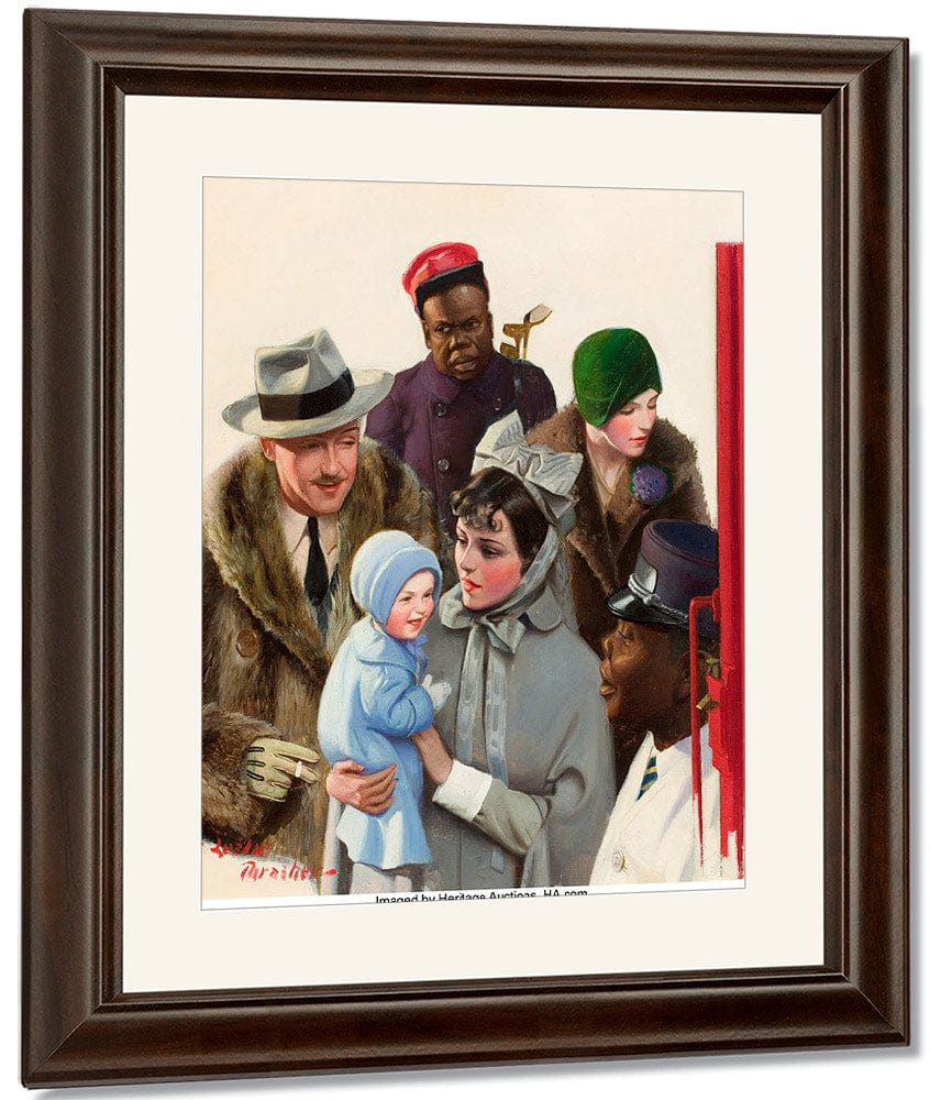 Departure At The Train Station Liberty Magazine Cover February 2 1929 By Leslie Thrasher Fine Art Print