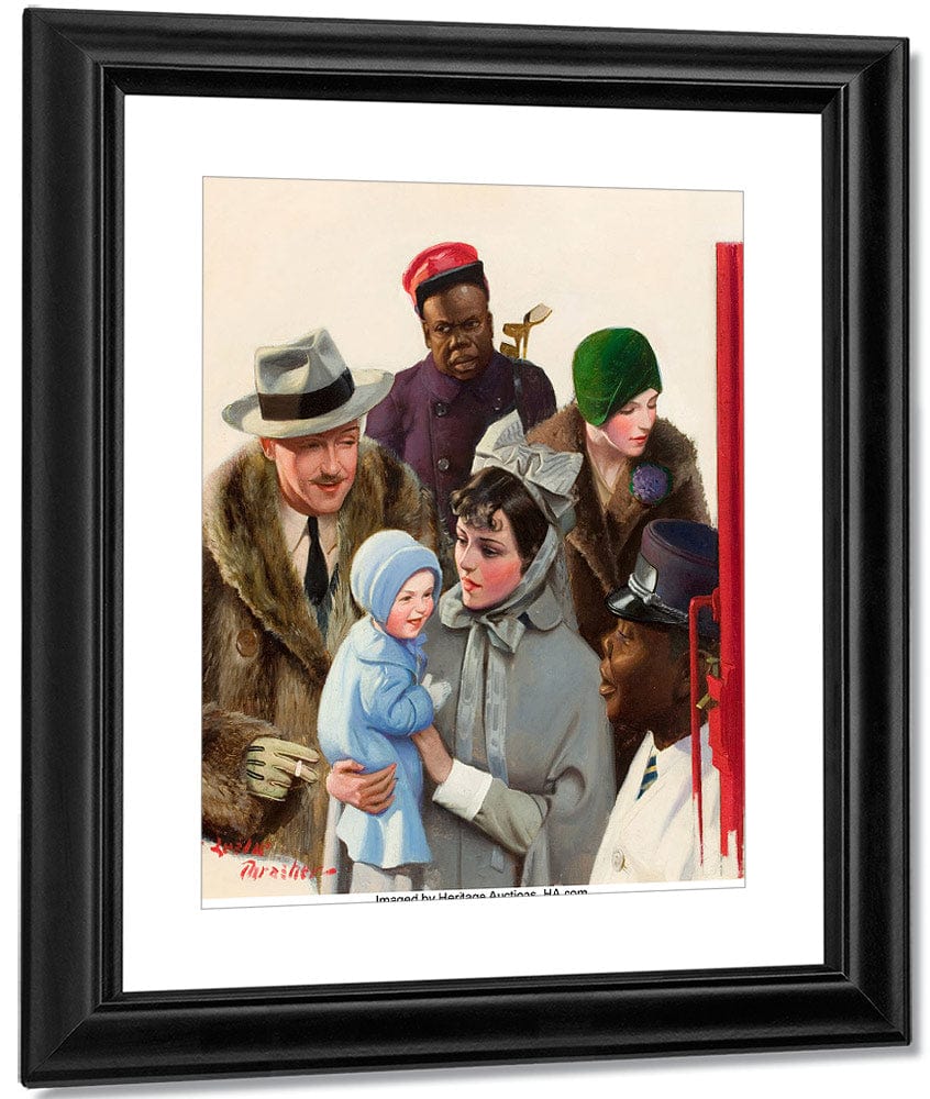 Departure At The Train Station Liberty Magazine Cover February 2 1929 By Leslie Thrasher Fine Art Print