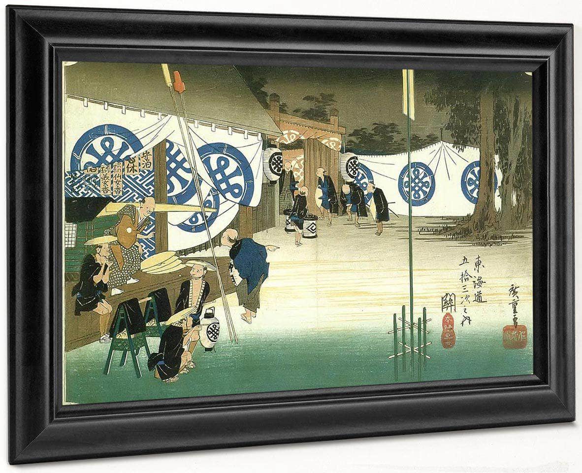 Departure From The Inn By Hiroshige Fine Art Print