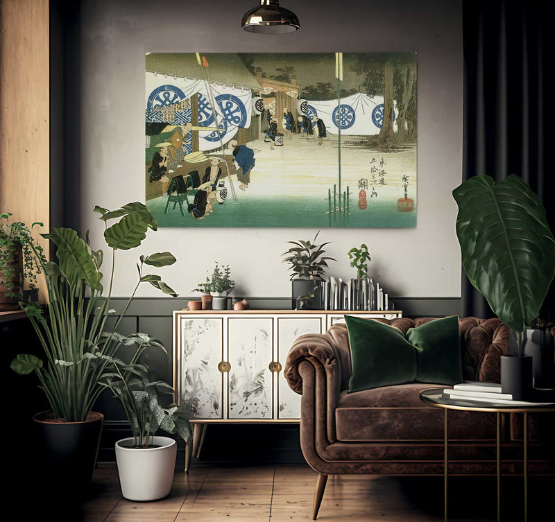 Departure From The Inn By Hiroshige Fine Art Print