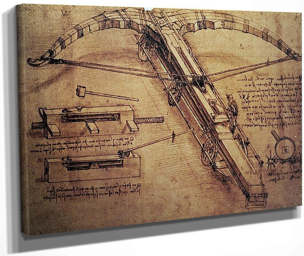 Design For A Giant Crossbow Detail From Fol. 149B R From The Codex Atlanticus By Leonardo Da Vinci Fine Art Print