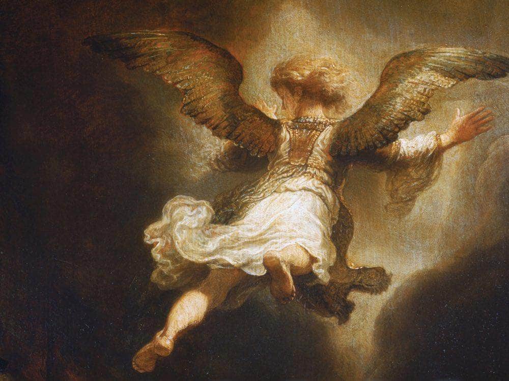 Detail Of Angel Raphael Leaving Tobit And His Family By Rembrandt Fine Art Print