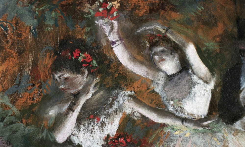 Detail Of Ballerinas From The Rehearsal By Edgar Degas Fine Art Print